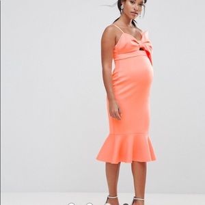ASOS Maternity Scuba Bow Front Peplum Midi Dress